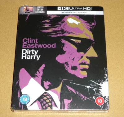 DIRTY HARRY : 4K UHD + Blu-ray UK STEELBOOK (2025) Limited Edition. *IN STOCK - Image 1 of 4