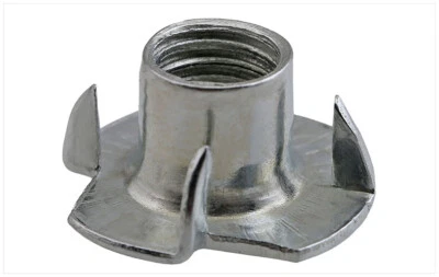 1/4 M4 M5 M6 M8 M10 Carbon Steel Zinc Plated 4 Prongs T Nut Tee Nuts Wood Insert - Image 1 of 4