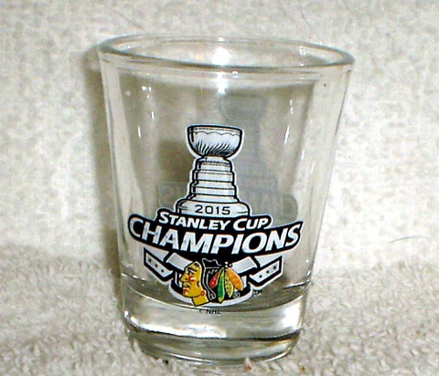 CHICAGO BLACKHAWKS 2015 NHL STANLEY CUP Champions Champs Shot GLASS Cover