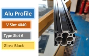 4040 Aluminium Extrusionsprofil - Schlitz 6 - V Schlitz 4040 - schwarz - strapazierfähig - Bild 1 von 1