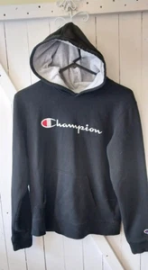Champion Boys Black Hooded Sweatshirt Long Sleeve Pockets Size XL Hoodie - Picture 1 of 3