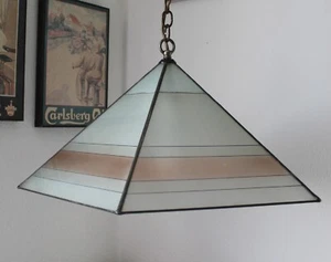 Weiß Rosa Deckenleuchte Hängeleuchte Lampe Pyramide Tiffany Glas Kette Leuchte - Bild 1 von 6