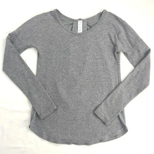 Ivivva by Lululemon Gray Top Athletic Thumbholes Pleated Long Sleeve Girls 12 - Picture 1 of 9