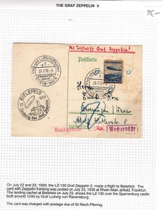  Graf Zeppelin Flight Frankfurt Germany Bielefeld 1939 on Card - Picture 1 of 2