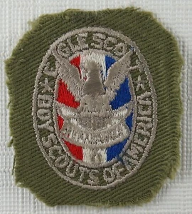 1946-1955 Eagle Scout Rank Patch Square Khaki 3G - Picture 1 of 2