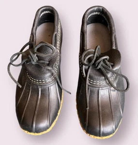 L L Bean Size 7M Bean Boots Moc Duck Black Waterproof Rubber Leather - Picture 1 of 9