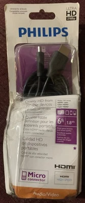 PHILIPS SWV2462H/27 ULTRAHD 2160P 6FT HIGH SPEED HDMI CABLE MINI CONNECTOR Open - Image 1 of 2
