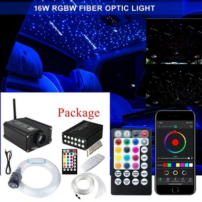 16W RGBW Car Interior Roof Fiber Optic Star Starry Lamp RF APP BT Sound Control - Image 1 of 4