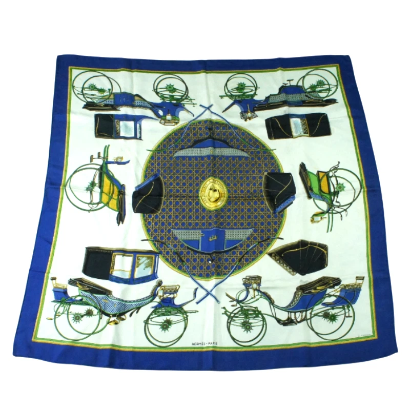 Bufanda de seda 34 HERMÈS "LES VOITURES A TRANSFORMATION" de F. de La Perrière 1965 Foto 1 de 4