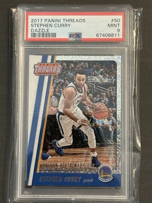 2017-18 Threads Dazzle Stephen Curry #/199 SP PSA 9 Mint Warriors #50 - Image 1 of 3
