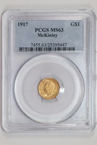 1917 MCKINLEY GOLD GEDENKMÜNZE DOLLAR PCGS MS63 - Bild 1 von 2