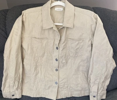 Chaqueta vaquera bordada 100 % algodón talla grande 1X STUDIO WORKS para mujer Foto 1 de 4