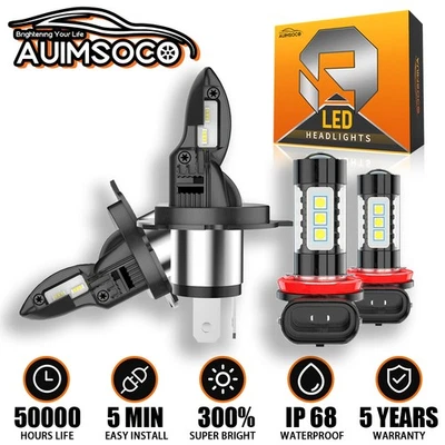 For Toyota Hiace 2006-2015 4x 6000K LED Headlight Hi/Lo Beam+Fog Light Bulbs Kit - Image 1 of 4