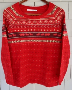 Roter WOOLRICH Wollmischung Rundhals PULLOVER, Fair Isle Pullover XL - Schaf - Bild 1 von 6
