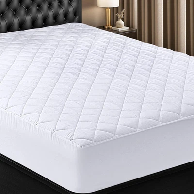 Quilted Fitted Mattress Pad, King Size, Elastic Fitted Mattress Topper Protector - Image 1 of 4