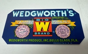 Label 7x3.5” - Wedgeworth's Big W Brand - Picture 1 of 2