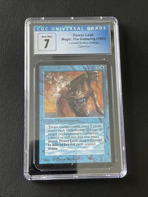 CGC 7 Near Mint POWER LEAK from ALPHA - MTG Magic the Gathering - Image 1 of 2