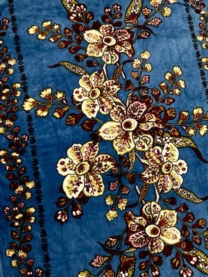 Vera Bradley Plush Fleece Throw 50 x 80” Blanket Soft Blue Burgundy Pink - Image 1 of 4