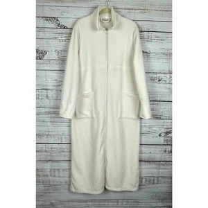 Women's EUC LL Bean Fleece Full Zip House Coat Bath Robe Long Pockets Cozy MED - Picture 1 of 7