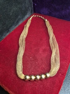 Collana in argento sterling dorato sfera e rete bianca dichiarazione lunga 19 pollici 925 - Foto 1 di 13