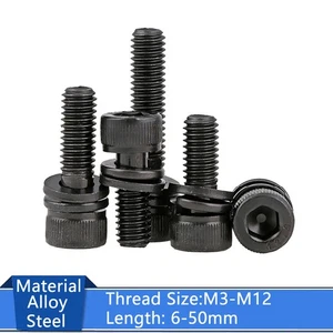 M3-M12 Socket Head Cap Screws Full Thread Allen Bolts Alloy Steel 12.9 Grade - Picture 1 of 59