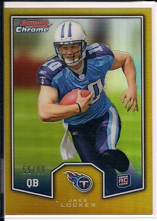 2011 Bowman Chrome Rookie Preview Inserts Gold Refractors #BCR17 Jake Locker /99 - Image 1 of 1