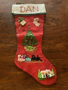 Vintage Handmade Christmas Stocking Dan Where Are You? Multicolor - Picture 1 of 7