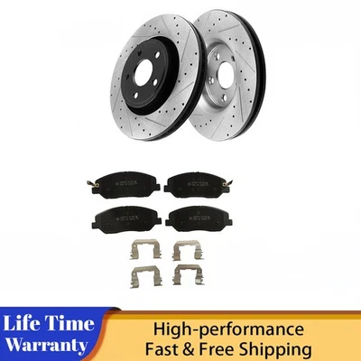 11.7in Front Drilled Brake Rotors Ceramic Pads for 2007 -2009 Hyundai Santa Fe Foto 1 de 4