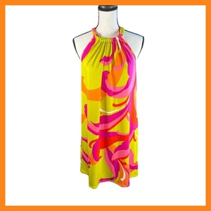 Trina Turk Neckholder Kleid Bunt Wirbel Print Ärmellos Kleid Party Kreuzfahrt Small - Bild 1 von 12