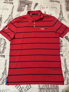 Polo Ralph Lauren RXL , Red W/ Black Stripes, Golf Shirt , Size Medium - Picture 1 of 6