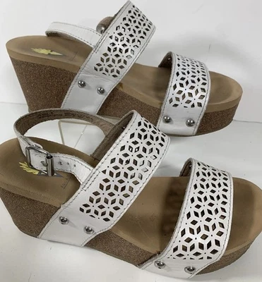 Ladies Volatile White See Thru Design Cork Wedge Heels Sz 6 - Imagem 1 de 4