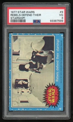 1977 Topps Star Wars Trading Card #09 Rebels Defend Their 1st Series PSA 3 - Image 1 of 4