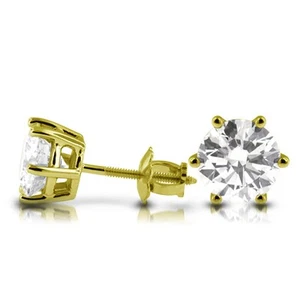 1/2 Carat H SI1 Round Cut Natural Certified Diamonds 14k Gold Classic Earrings - Picture 1 of 5