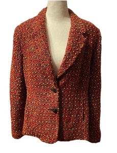 Vintage Damen Gr. 16 Y2K SAG HARBOR roter Blazer mehrfarbig adrette festliche Karriere - Bild 1 von 18