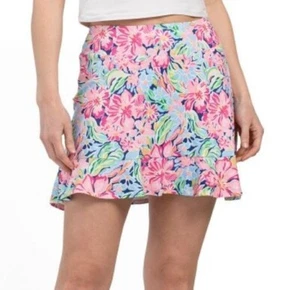 Neu mit Etikett Gottex rosa blau Blumen Golf Tennis Pickleball Strick Rüschen Skort S M L XL - Bild 1 von 2