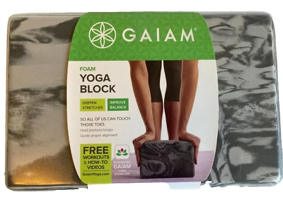 Gaiam Espuma Yoga Bloque Gris Mármol Ejercicio Equilibrio 9"W x 6"H x 4"D NUEVO Foto 1 de 4