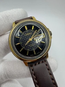 Vintage USSR Soviet Era RUS Watch Slava Automatic 25 Jewels Black Dial - Picture 1 of 14