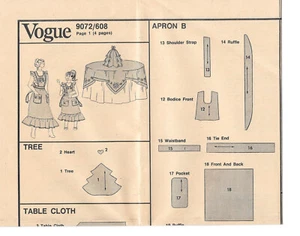 Vogue Christmas Tree Apron Table Cloth Sewing Pattern 608 9072 No Envelope - Picture 1 of 1