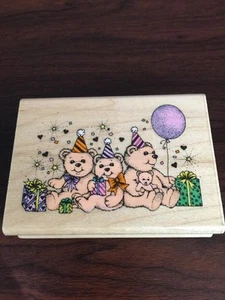 PARTY BÄREN Gummistempel von HERO ARTS GEBURTSTAGSGESCHENKE BALLON gebraucht - Bild 1 von 7