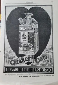 Anuncio de colección Quaker Rolled White Oats Maketh Heart Glad 1897 - Imagen 1 de 1