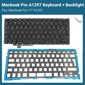 Teclado de repuesto para Apple MacBook Pro 17" A1297 (2009 - 2011) + luz de fondo Reino Unido - Imagen 1 de 1