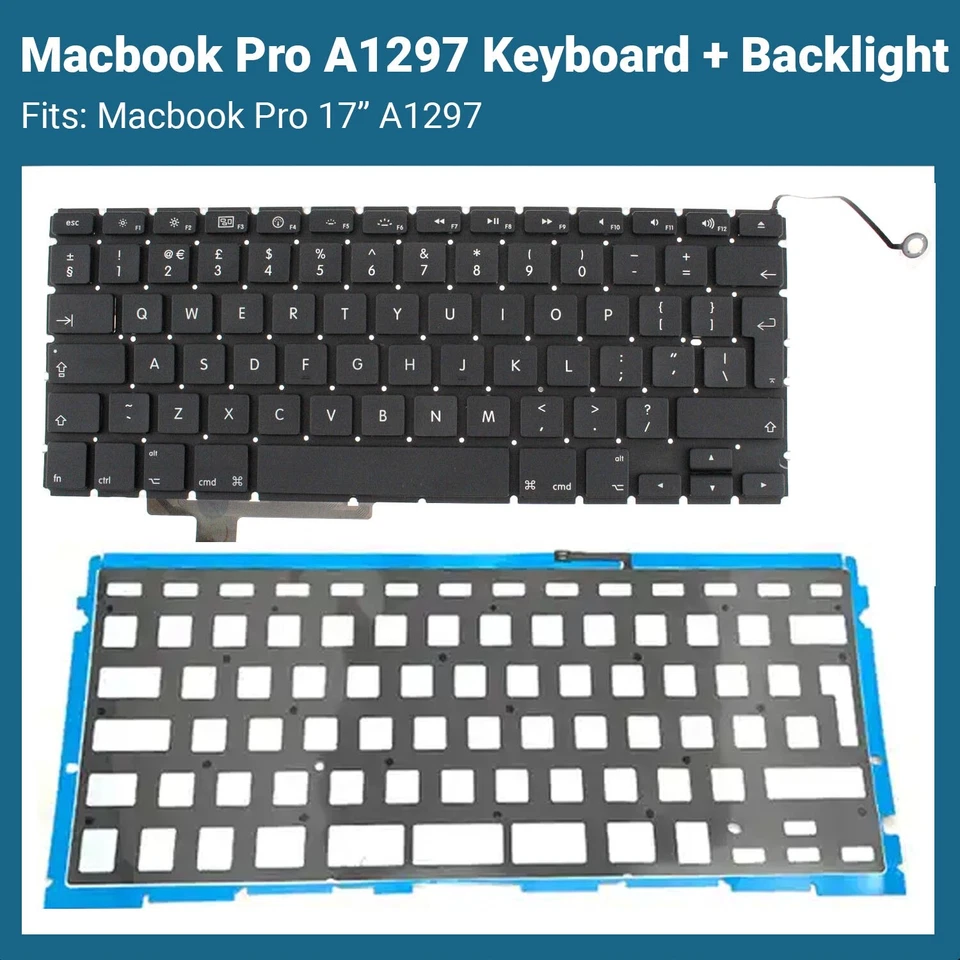 Apple MacBook Pro 17" A1297 (2009 - 2011) Replacement Keyboard + Backlight UK - Image 1 of 1