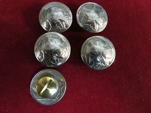 CONCHOS: 5 Real Coin High Grade " Indian"  Nickles, Post & screw - Picture 1 of 1