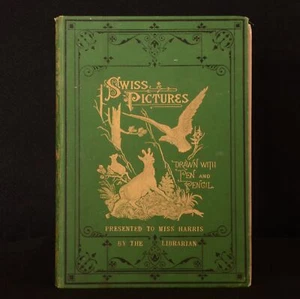 c1871 Swiss Pictures Drawn Samuel Manning Miss Harris Colour Illustrated - Imagen 1 de 7