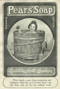 Jabón de peras estampado vintage niña japonesa en bañera foto 1905 - Imagen 1 de 3