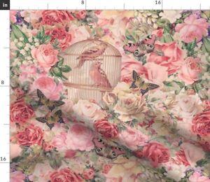 Victorian Floral Songbirds New Romanticism Spoonflower Fabric by the Yard
