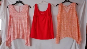 3 x Ladies Orange Sleeveless Stretchy Long Tops. Size 16-18. Emelia /Cuddy Duds. - Picture 1 of 5