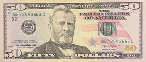 $50 Dollar Bill Uncirculated 2013 U.S Federal Reserve Note MB73543663C - Picture 1 of 12