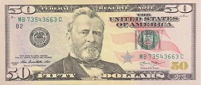 $50 Dollar Bill Uncirculated 2013 U.S Federal Reserve Note MB73543663C - Image 1 of 4