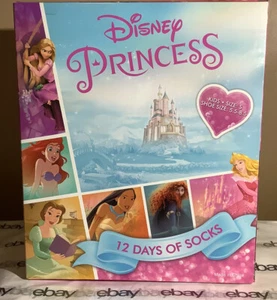 Disney Princess Girls 12 Days of Socks Size S Shoe 5.5-8.5 Advent Calendar NEW - Picture 1 of 2